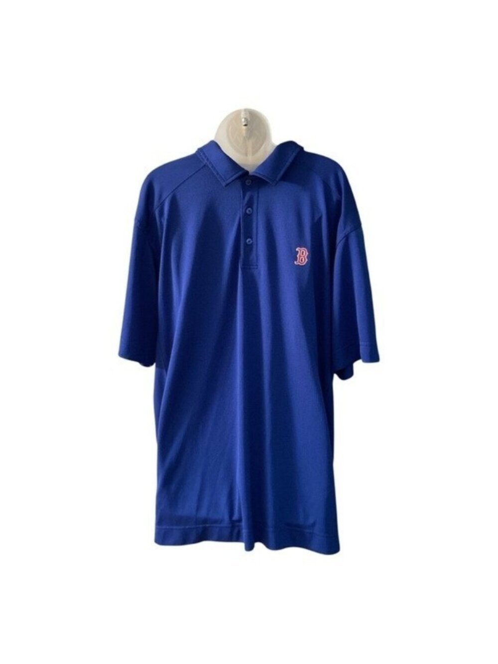 Blue Boston Red Sox Cooperstown Cutter & Buck Textured Solid Men's Polo
